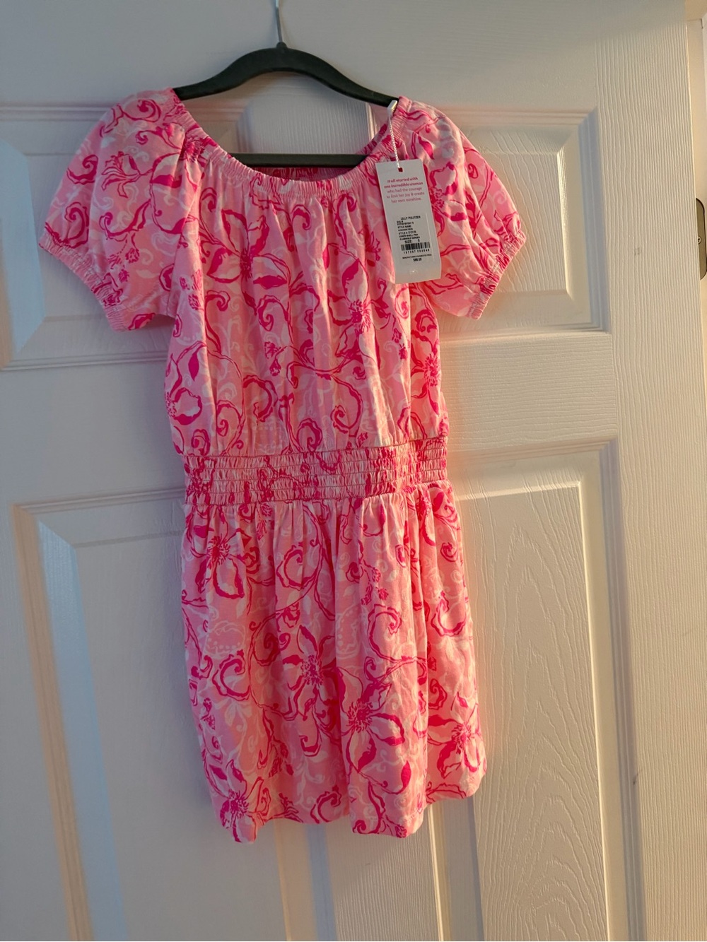 Lilly Pulitzer Pink Printed Elastic-Waist Short Sleeve Dress